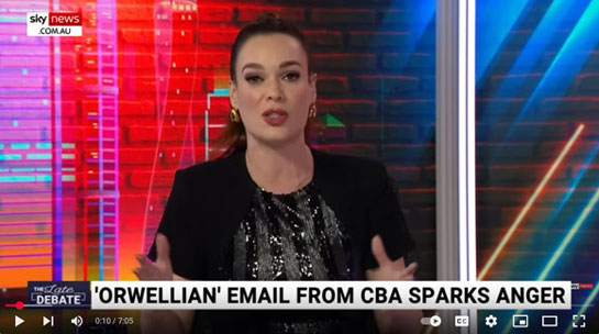 CBA threatening email about use of cash