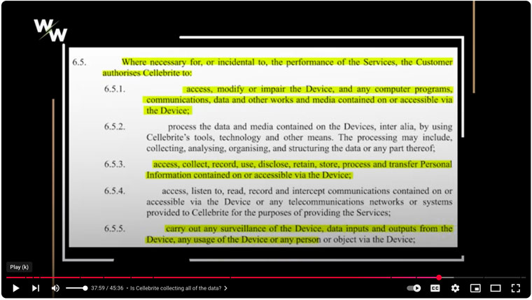 Cellebrite Authorisation document
