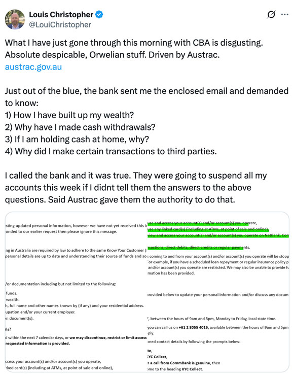 Commonwealth Bank threatening email about cash
