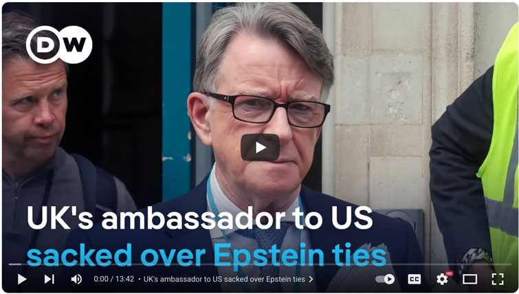 UK ambassador to US sacked over relationship to Epstein